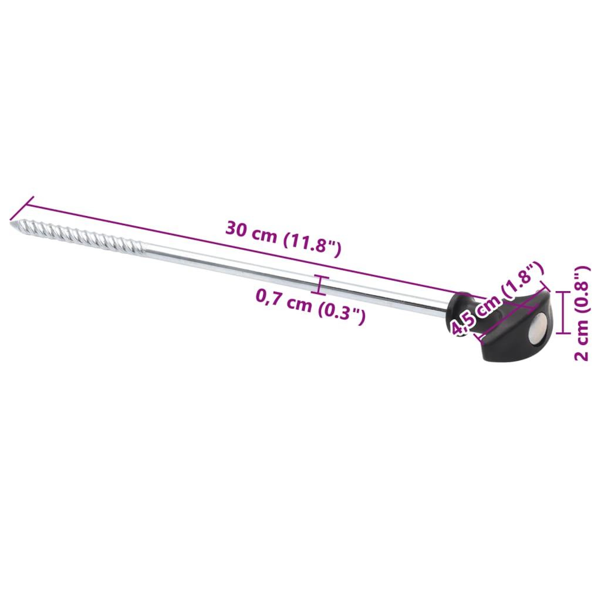 Voir la diapositive 6 : VIDAXL Piquets de tente 12 pcs 30 cm Ø7 mm acier galvanise
