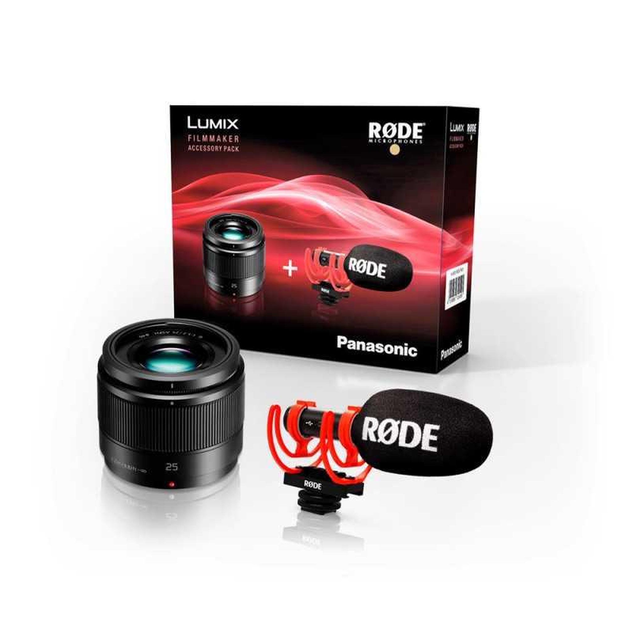 PANASONIC Kit objectif fixe micro 4/3 25mm f1.7 + micro supercardioïde videomicro ii pour prise de son 3,5 mm