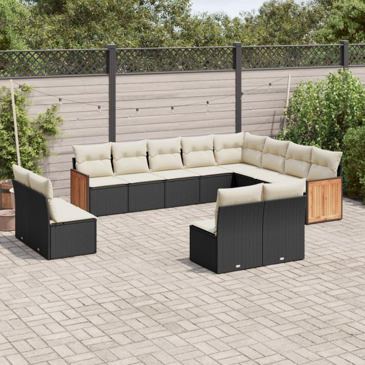 VIDAXL Salon de jardin 12 pcs avec coussins noir resine tressee