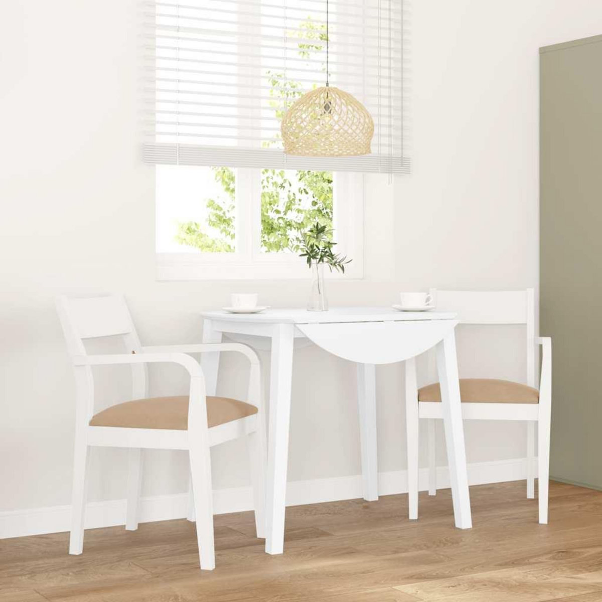 VIDAXL Chaises a manger coussins 2 pcs blanc bois massif caoutchouc