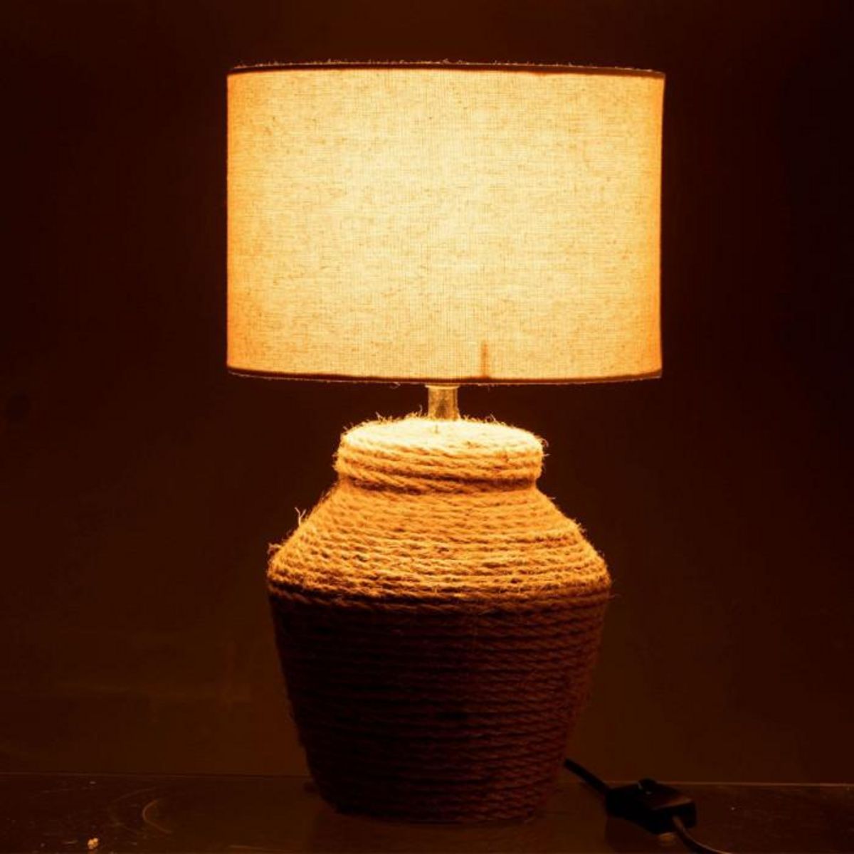 Paris Prix Lampe à Poser Corde  Méli  38cm Marron