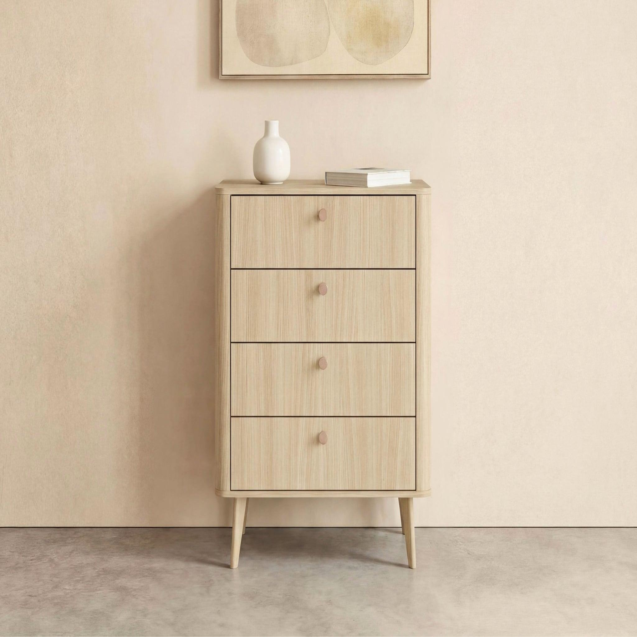 Voir la diapositive 2 : CASANOVA PARIS Elora - commode 88cm en panneau de particules laminé - chêne clair