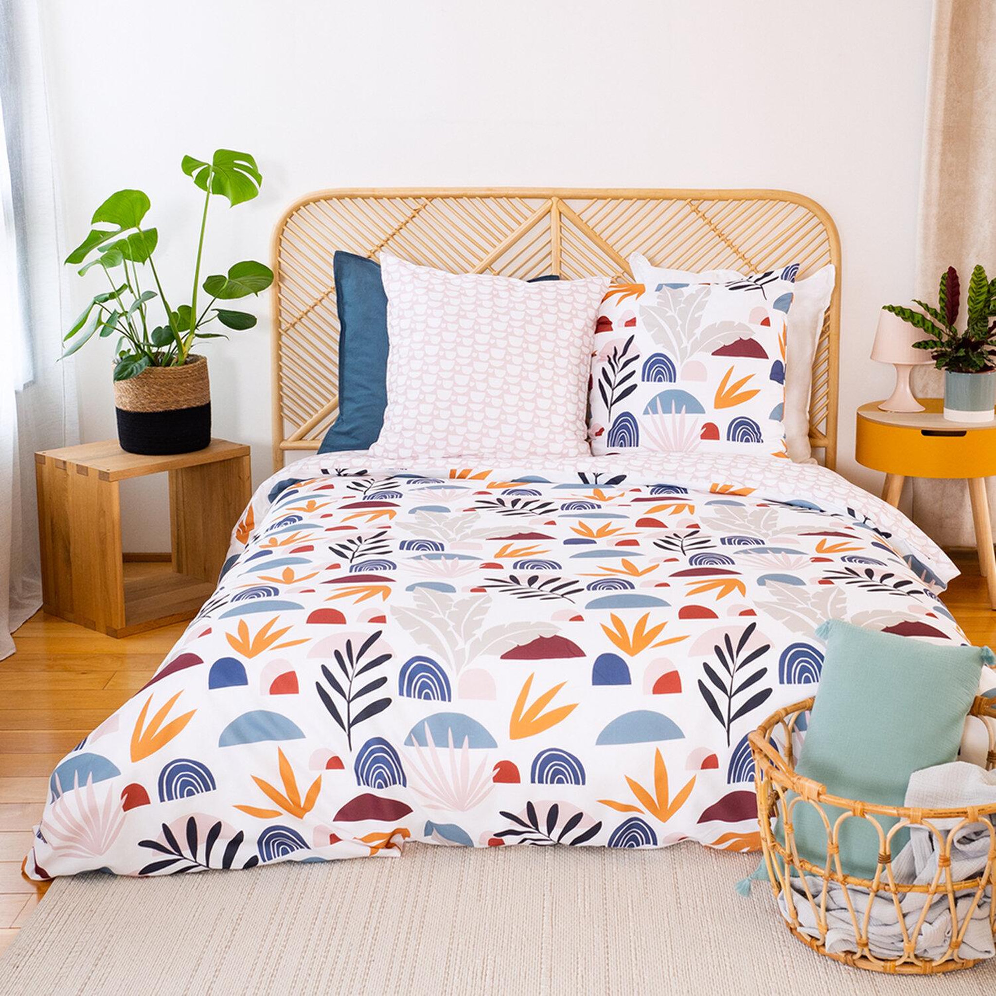 Home collection Parure housse de couette 100%polyester 72gsm domy. Coloris disponibles : Bleu