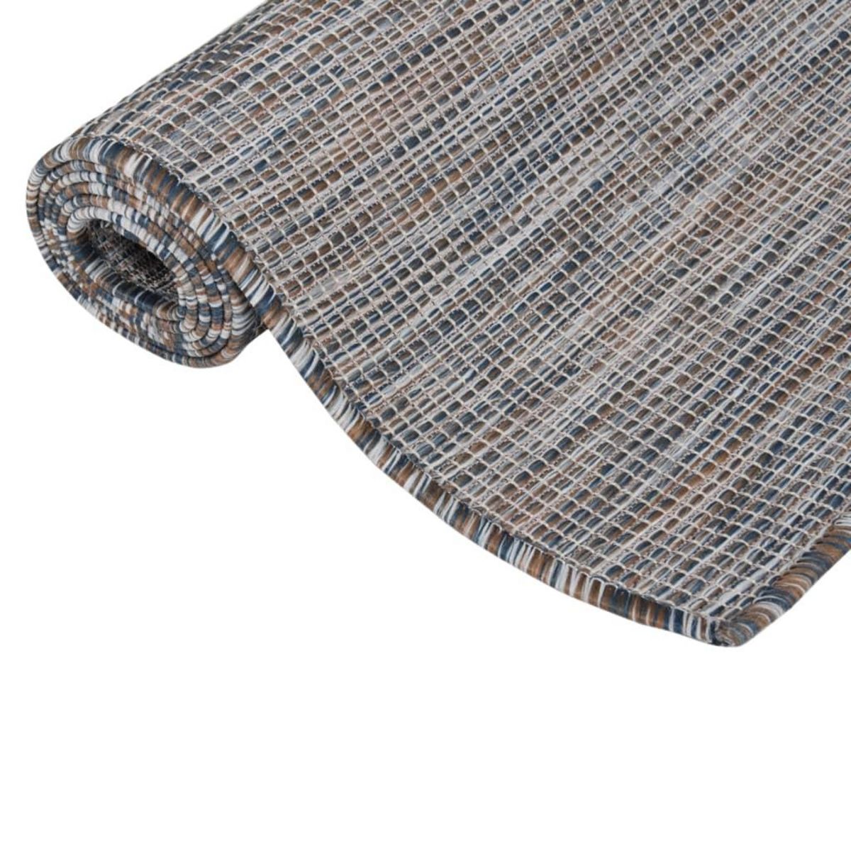 VIDAXL Tapis a tissage plat d'exterieur 80x250 cm Marron et bleu