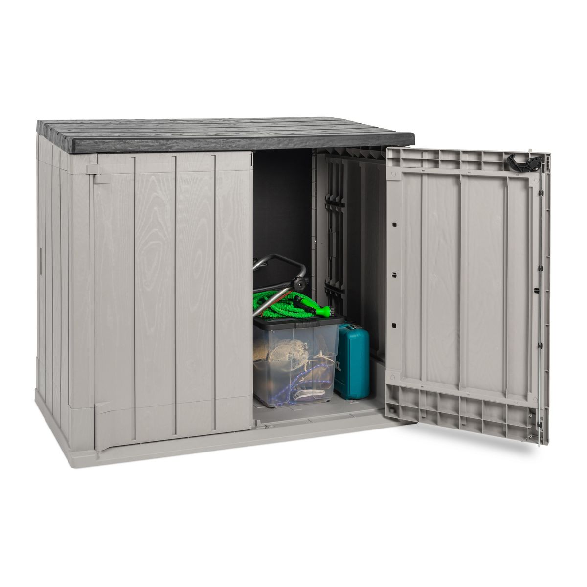 TOOMAX Coffre de rangement jardin multifonction résine - Taupe et marron - 1270L - STORER PLUS XL