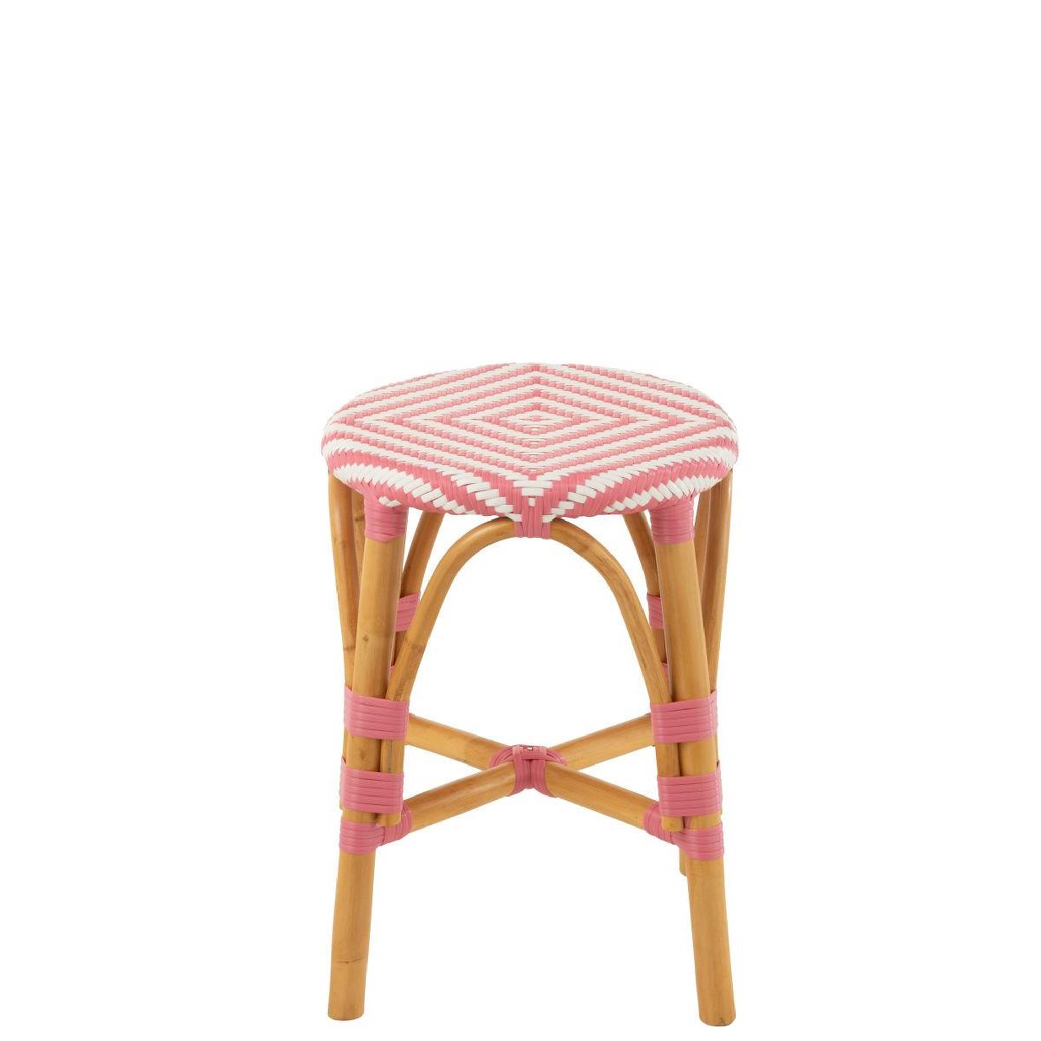 Voir la diapositive 2 : J-LINE Tabouret en rotin  danial  44cm rose