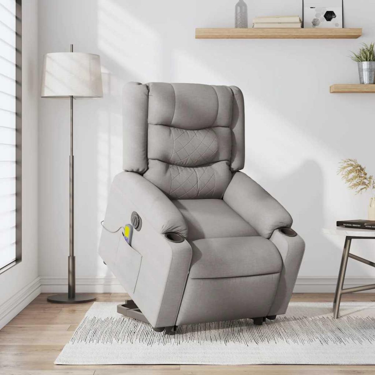 VIDAXL Fauteuil inclinable de massage electrique gris nuage tissu