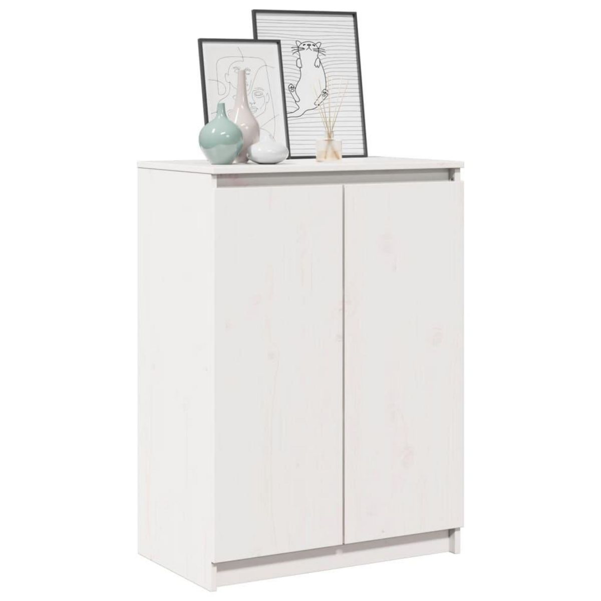 VIDAXL Buffet Blanc 60x36x84 cm Bois de pin massif
