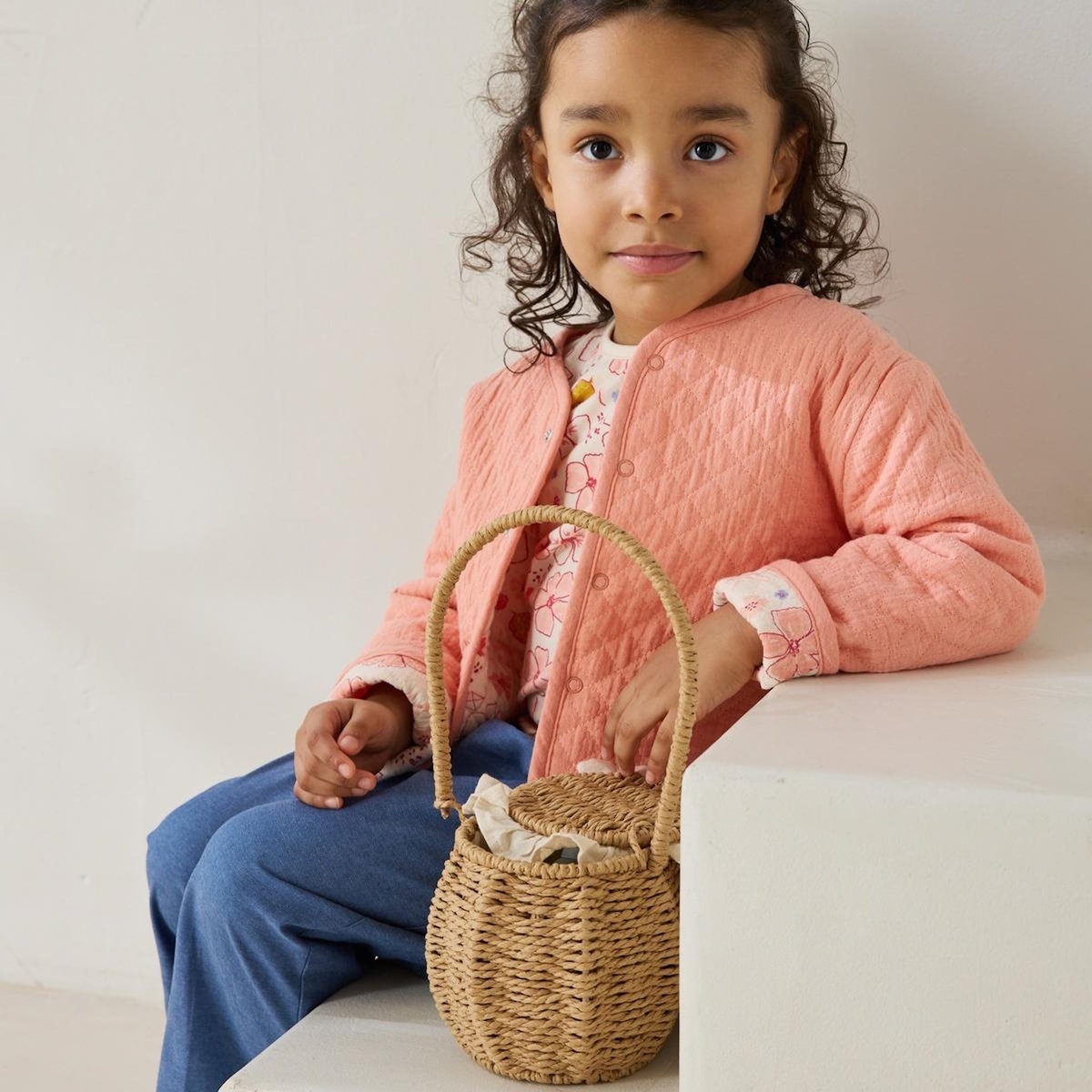 Petit Béguin Veste réversible enfant en gaze de coton Santa Giulia