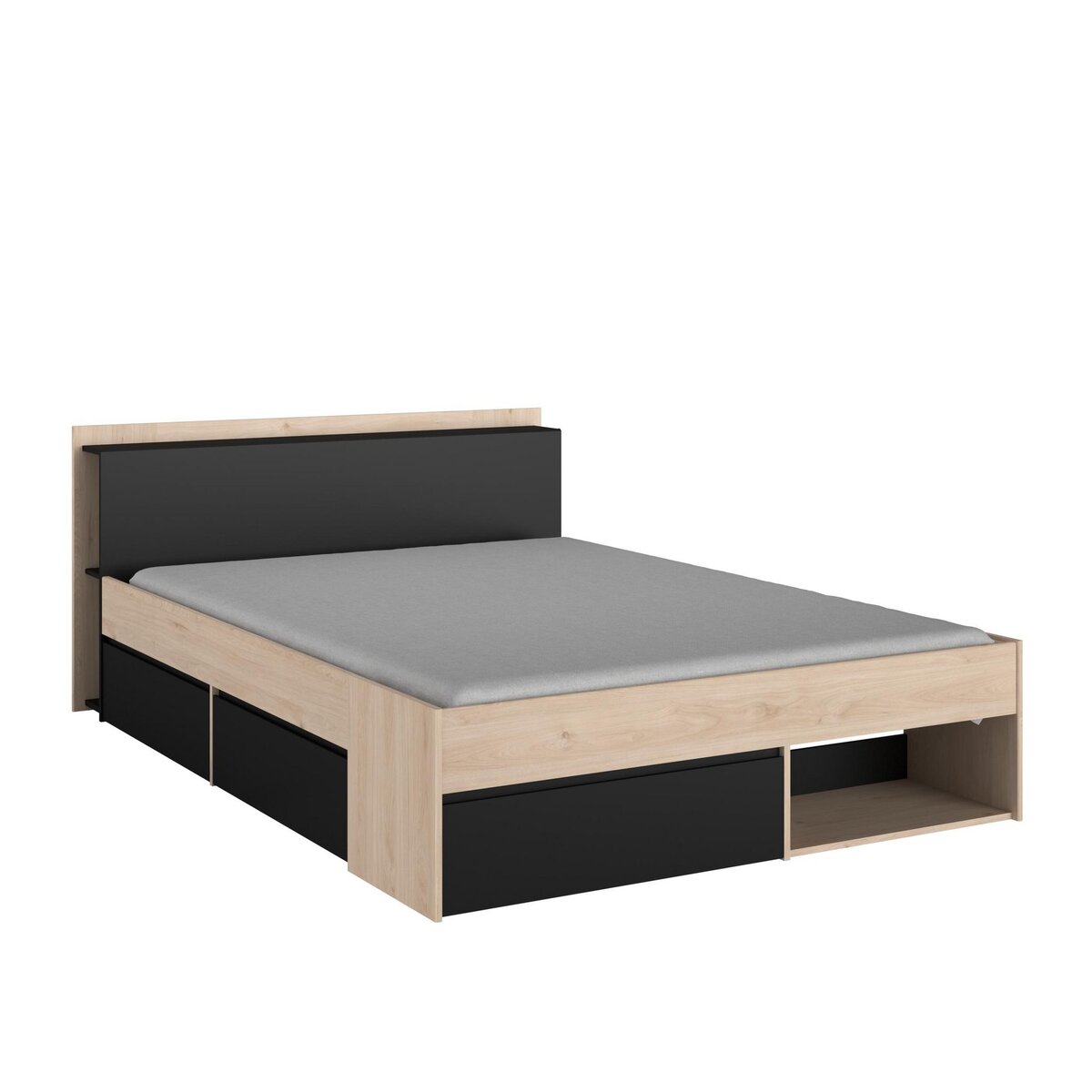 Lit double adulte 140x190 / 140x200 cm avec rangements BOOST