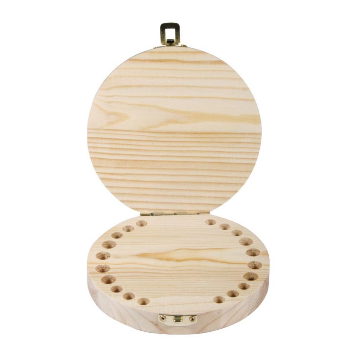 Rayher Boîte pour dents de lait en bois brut ø 12 x 2,7 cm