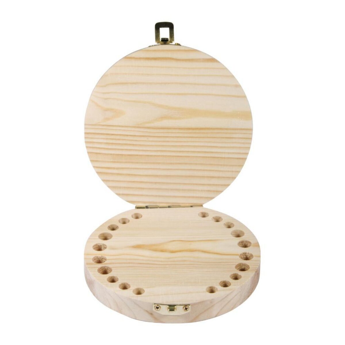 Rayher Boîte pour dents de lait en bois brut ø 12 x 2,7 cm