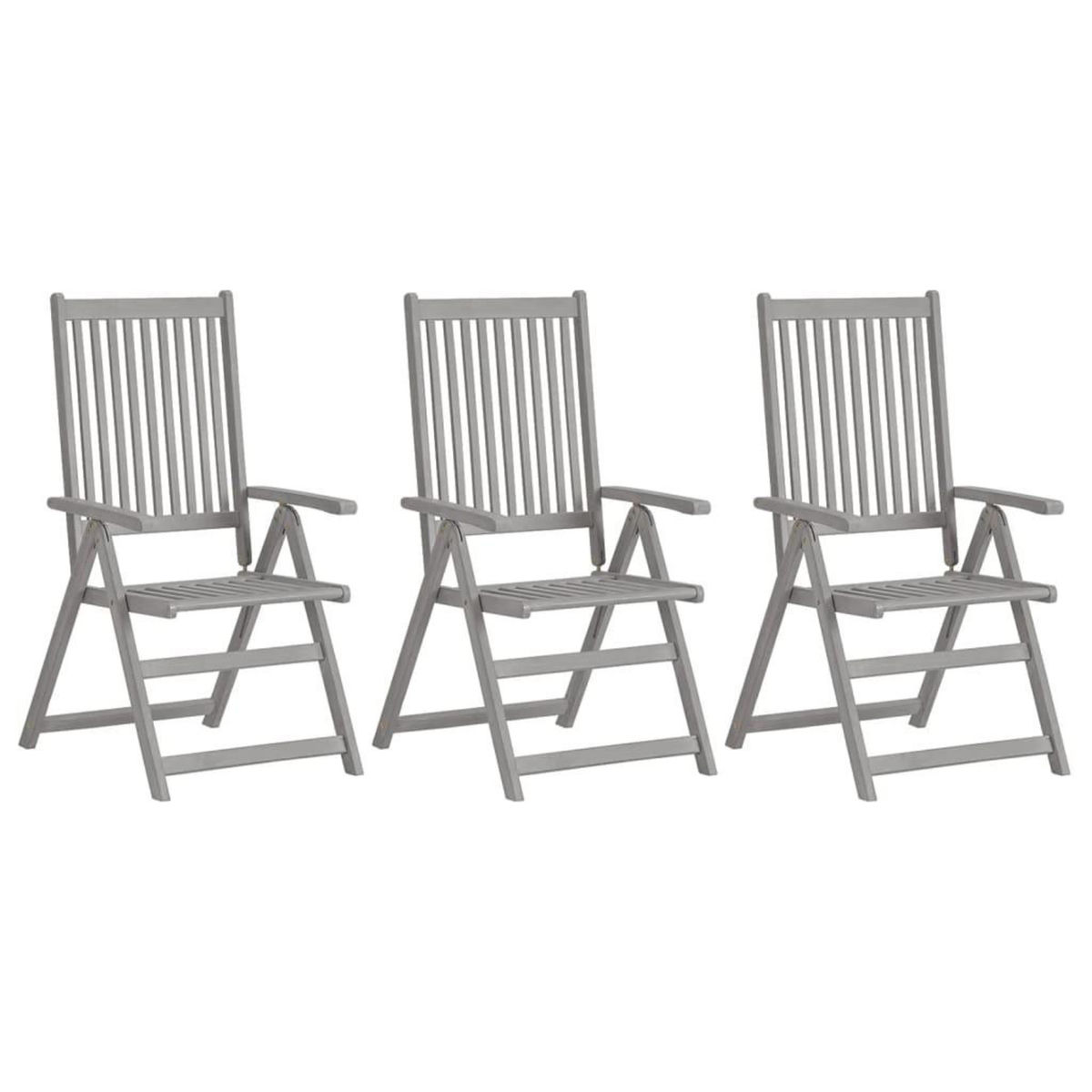 VIDAXL Chaises inclinables de jardin lot de 3 et coussins Bois acacia