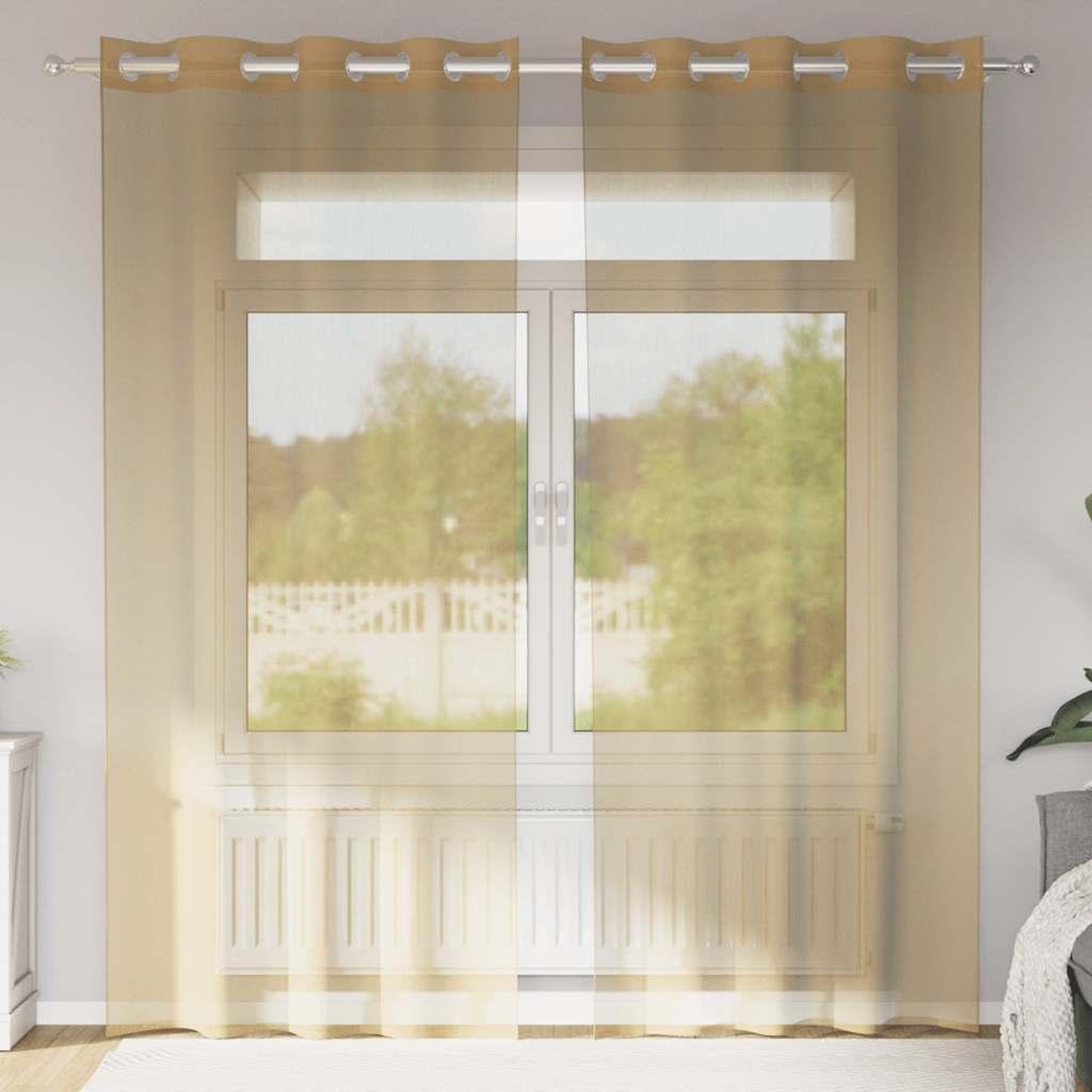 VIDAXL Rideaux en voile avec œillets 2 pcs sable