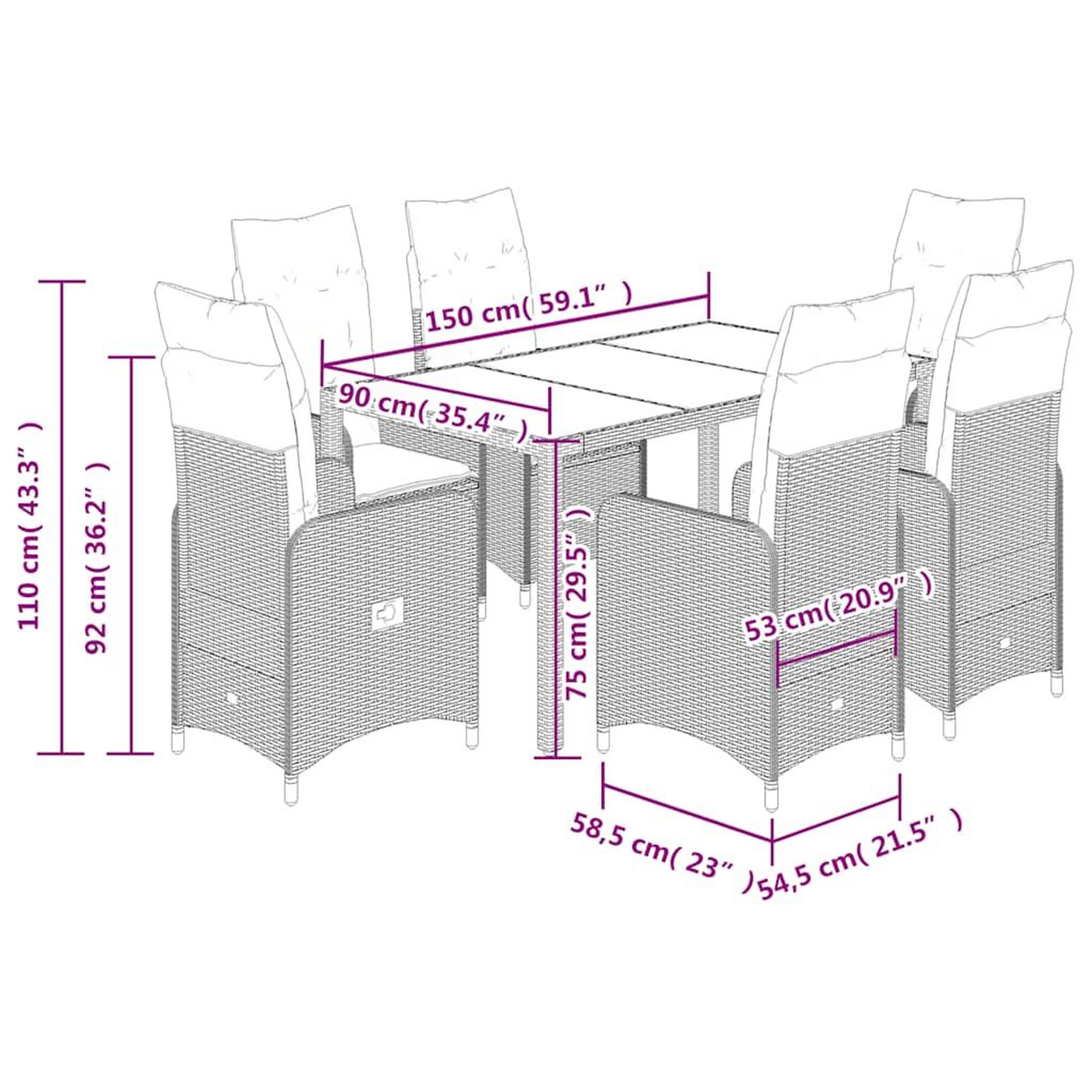 Voir la diapositive 6 : VIDAXL Ensemble de bistro de jardin 7 pcs coussins noir poly rotin