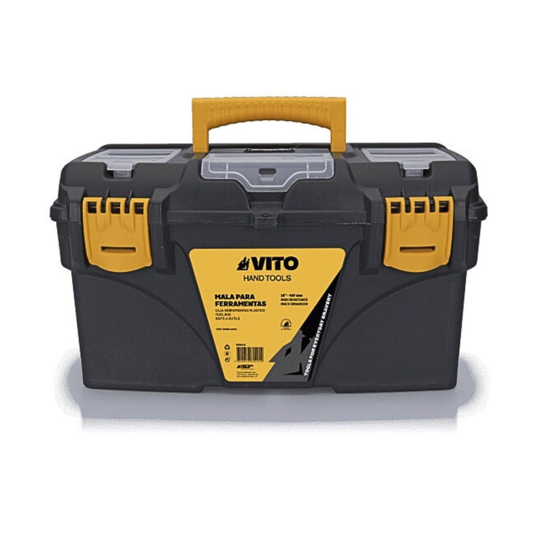 VITO Boite à outils vide 21  53.5 x 29.1 x 28 cm - grande caisse à outils 3 organiseurs + porte outils amovible vito