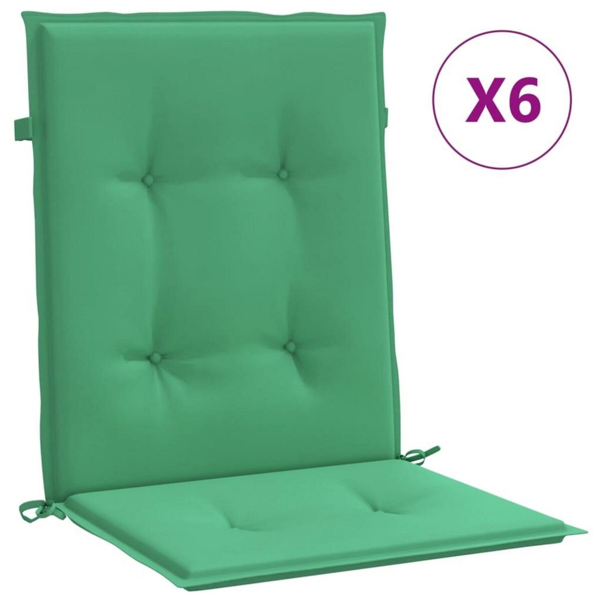 VIDAXL Coussins de chaise de jardin a dossier bas lot de 6 vert