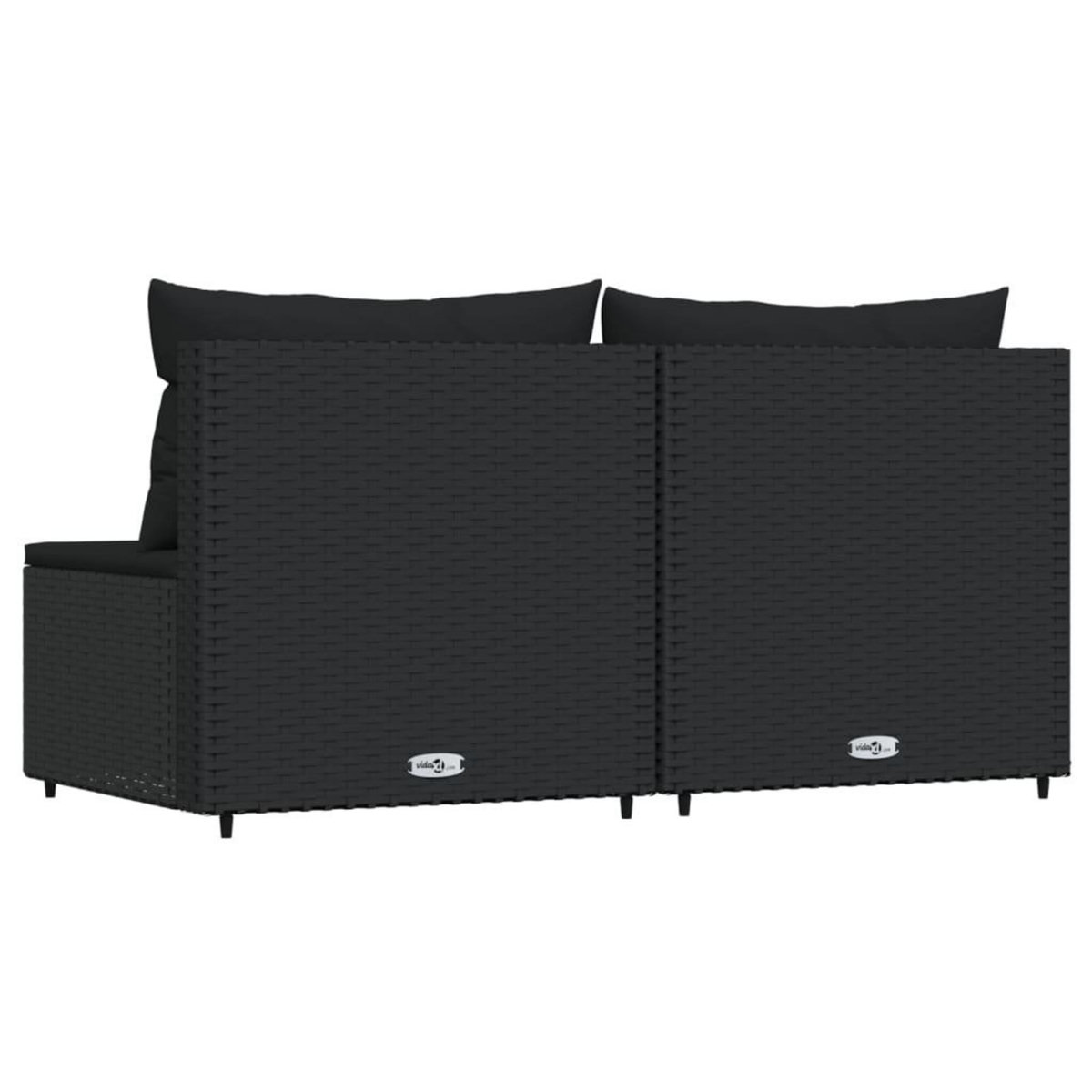 VIDAXL Canapes centraux de jardin et coussins 2pcs Noir Resine tressee