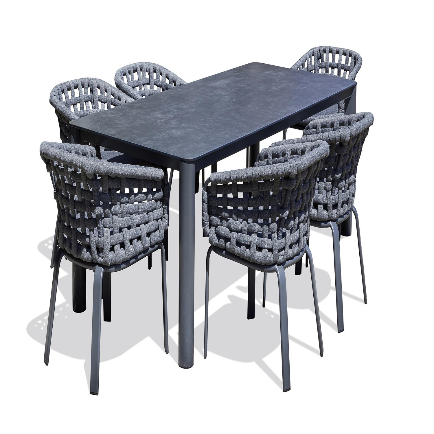 Dcb Garden Ensemble repas de jardin en aluminium plateau céramique sur verre (6 places)