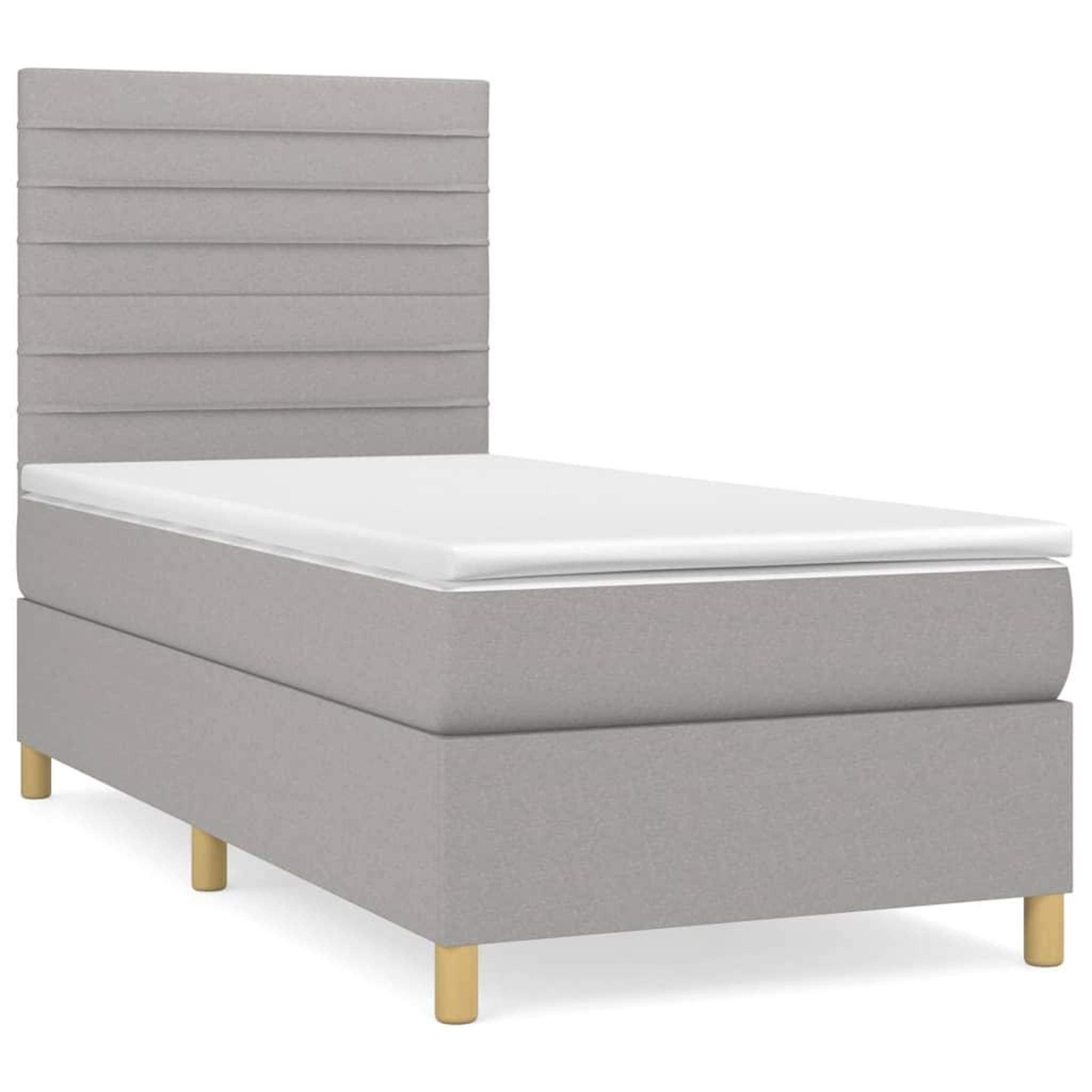 Voir la diapositive 2 : VIDAXL Sommier a lattes de lit avec matelas Gris clair 80x200 cm Tissu