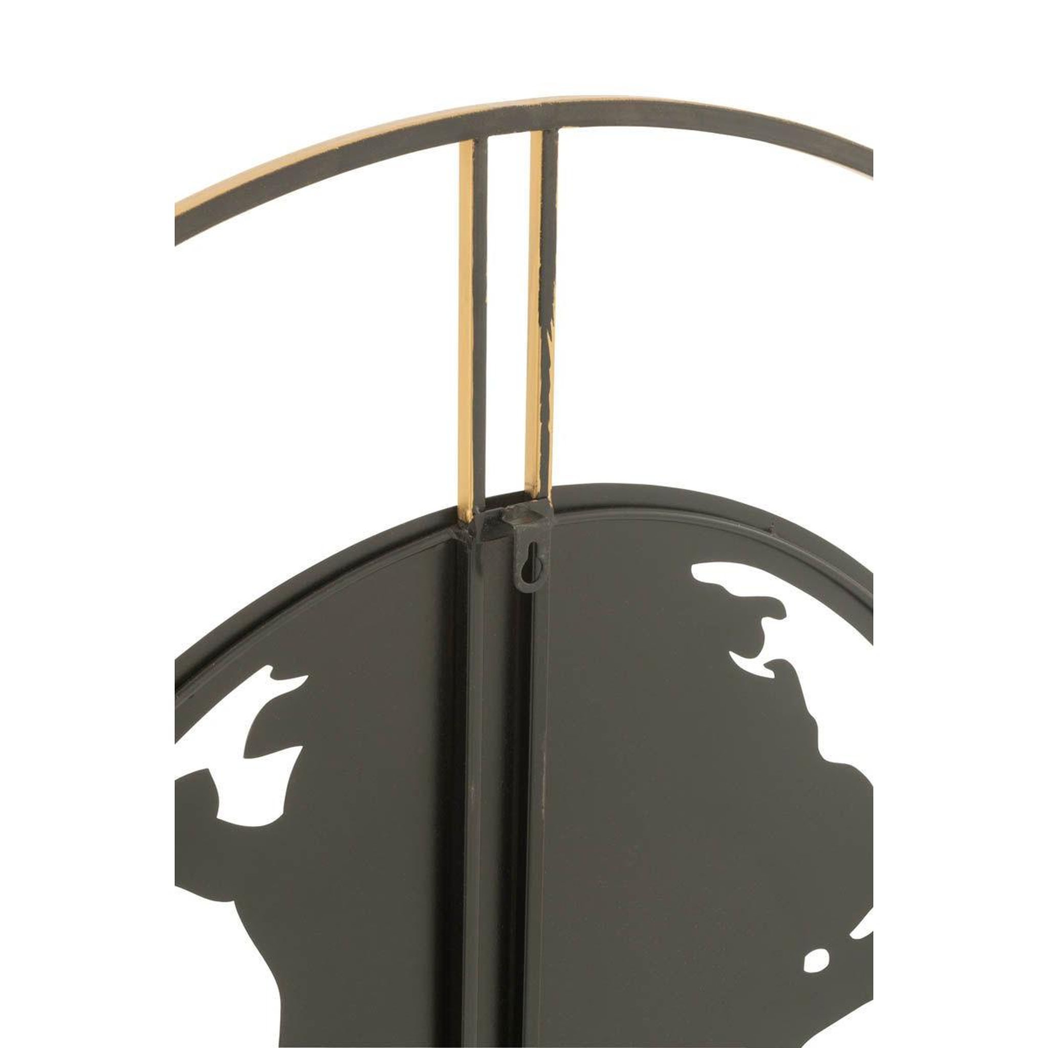 Voir la diapositive 2 : J-LINE Horloge murale  carte du monde  90cm noir & or