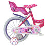 Voir la diapositive 2 : Disney Minnie Vélo enfant - Modèle 16'' Minnie de Disney + Casque pour enfant de 105/120 cm avec stabilisateurs - Panier avant - Porte poupée arrière - 2 freins et pneus gonflables