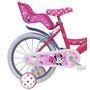 Voir la diapositive 2 : Disney Minnie Vélo enfant - Modèle 16'' Minnie de Disney + Casque pour enfant de 105/120 cm avec stabilisateurs - Panier avant - Porte poupée arrière - 2 freins et pneus gonflables