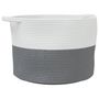 Voir la diapositive 2 : VIDAXL Panier a linge gris et blanc Ø55x36 cm coton