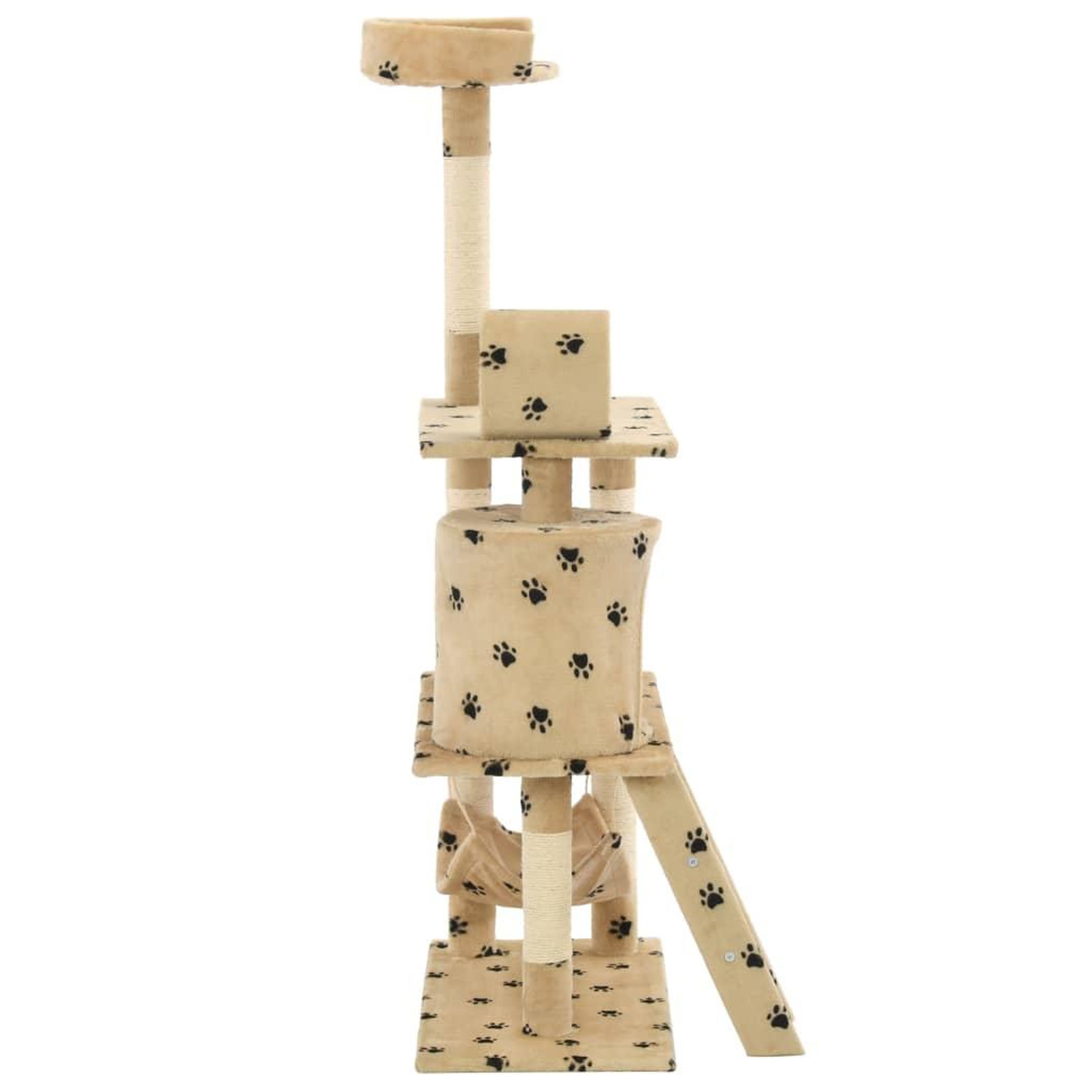 Voir la diapositive 4 : VIDAXL Arbre a chat avec griffoir en sisal 140cm Beige Motif de pattes