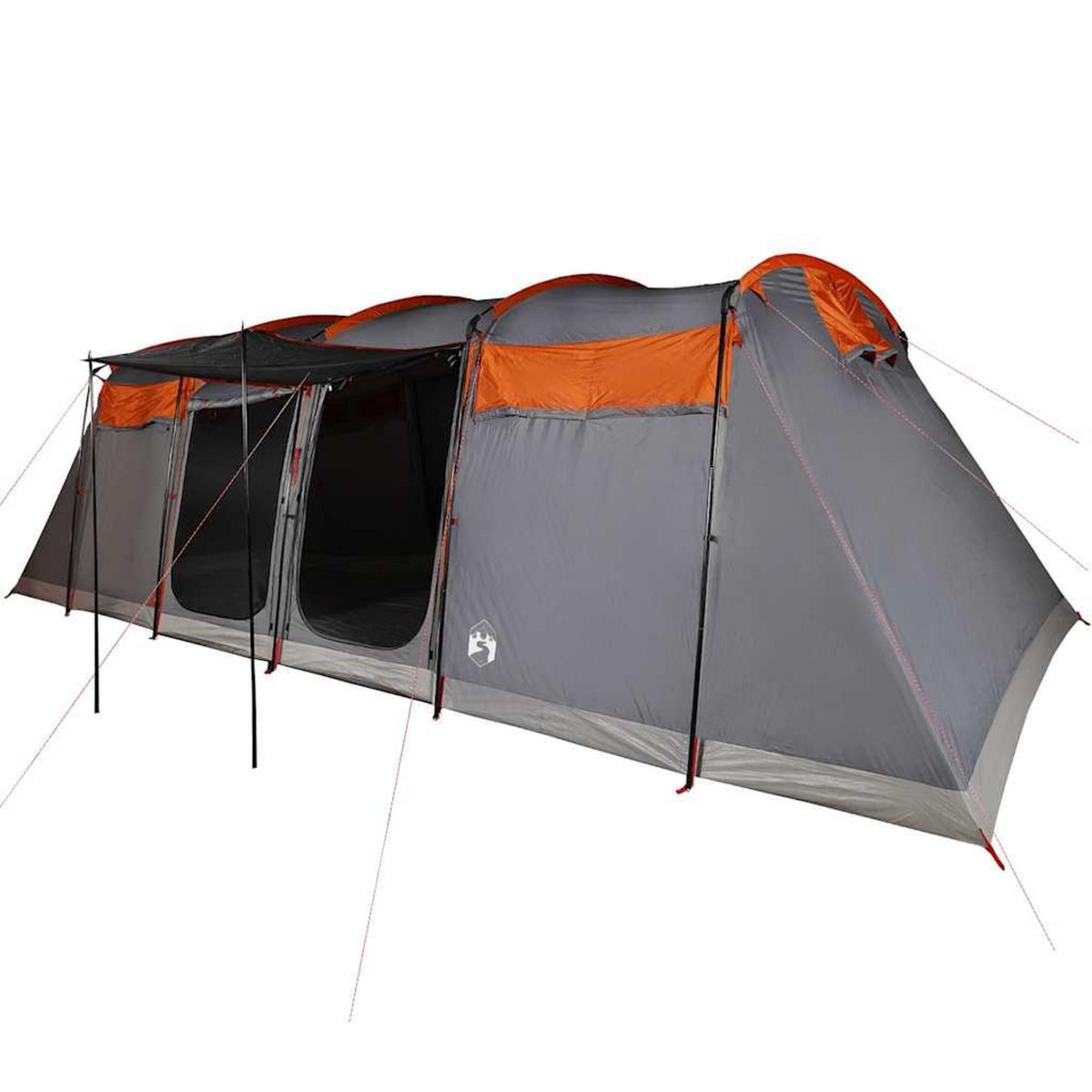 VIDAXL Tente familiale tunnel 10 personnes gris et orange impermeable