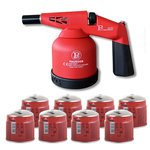 Proweltek Lampe à souder à gaz 1760W + 8 Cartouches gaz Utilisation à 360°- Chalumeau à gaz Allumage électronique à batterie PROWELTEK