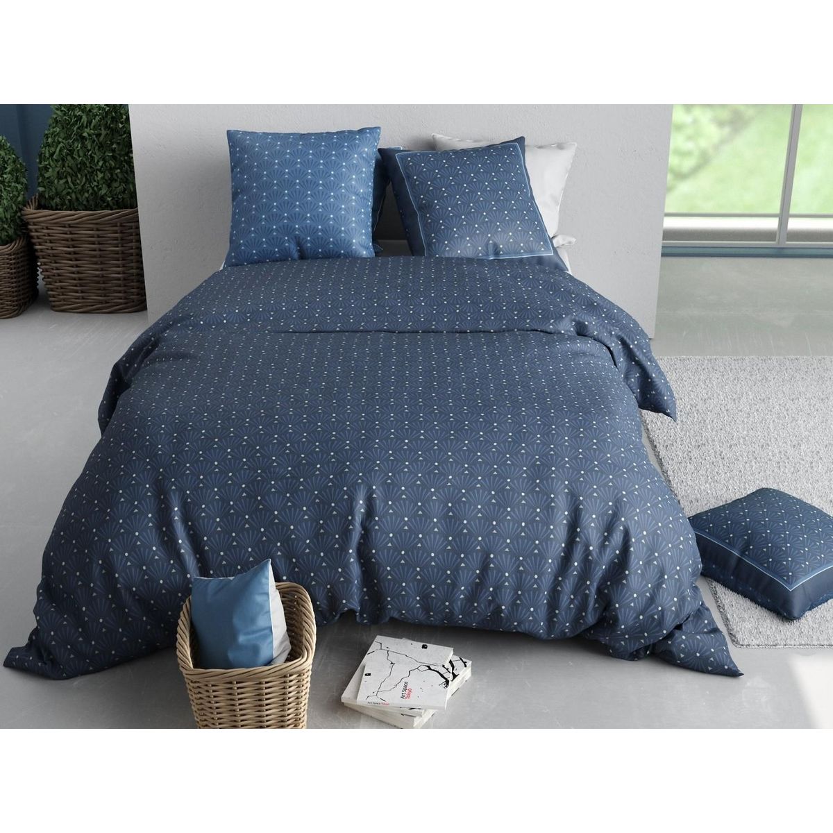 ATELIER DU COTON Parure Housse De Couette 100% Coton 57fils Azura