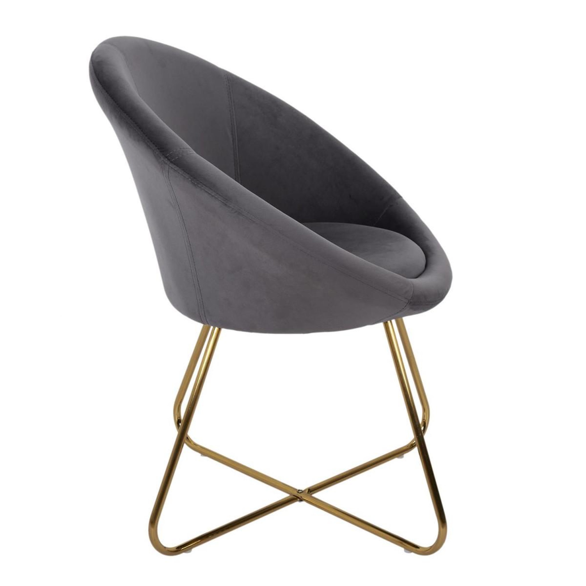 Voir la diapositive 3 : The Home Deco Factory Fauteuil design velours  karl  83cm gris