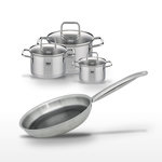 ELO Lot de 3 Faitouts Elo Relief Solution 12/16/20cm et Poêle 24cm