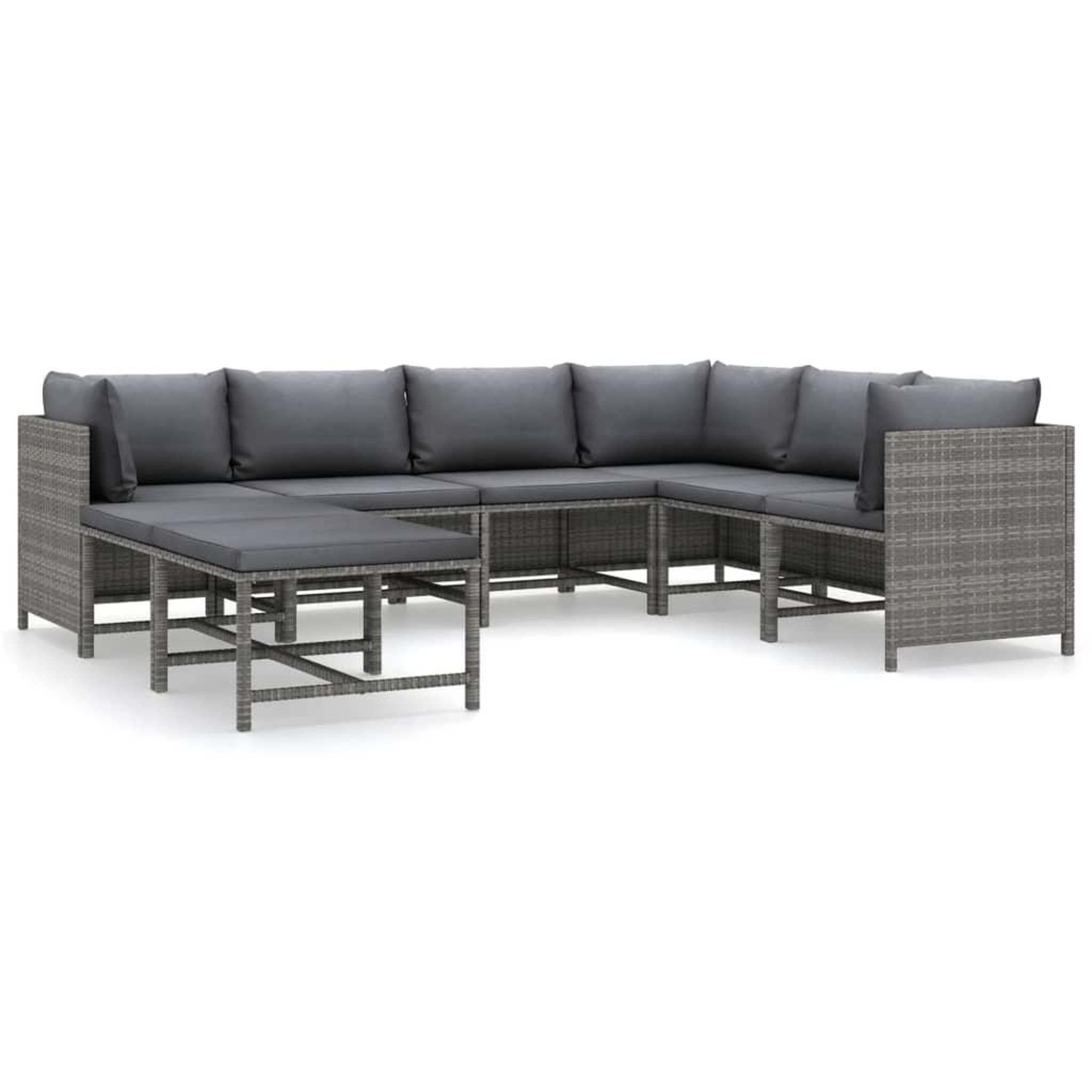 VIDAXL Salon de jardin 8 pcs avec coussins resine tressee gris