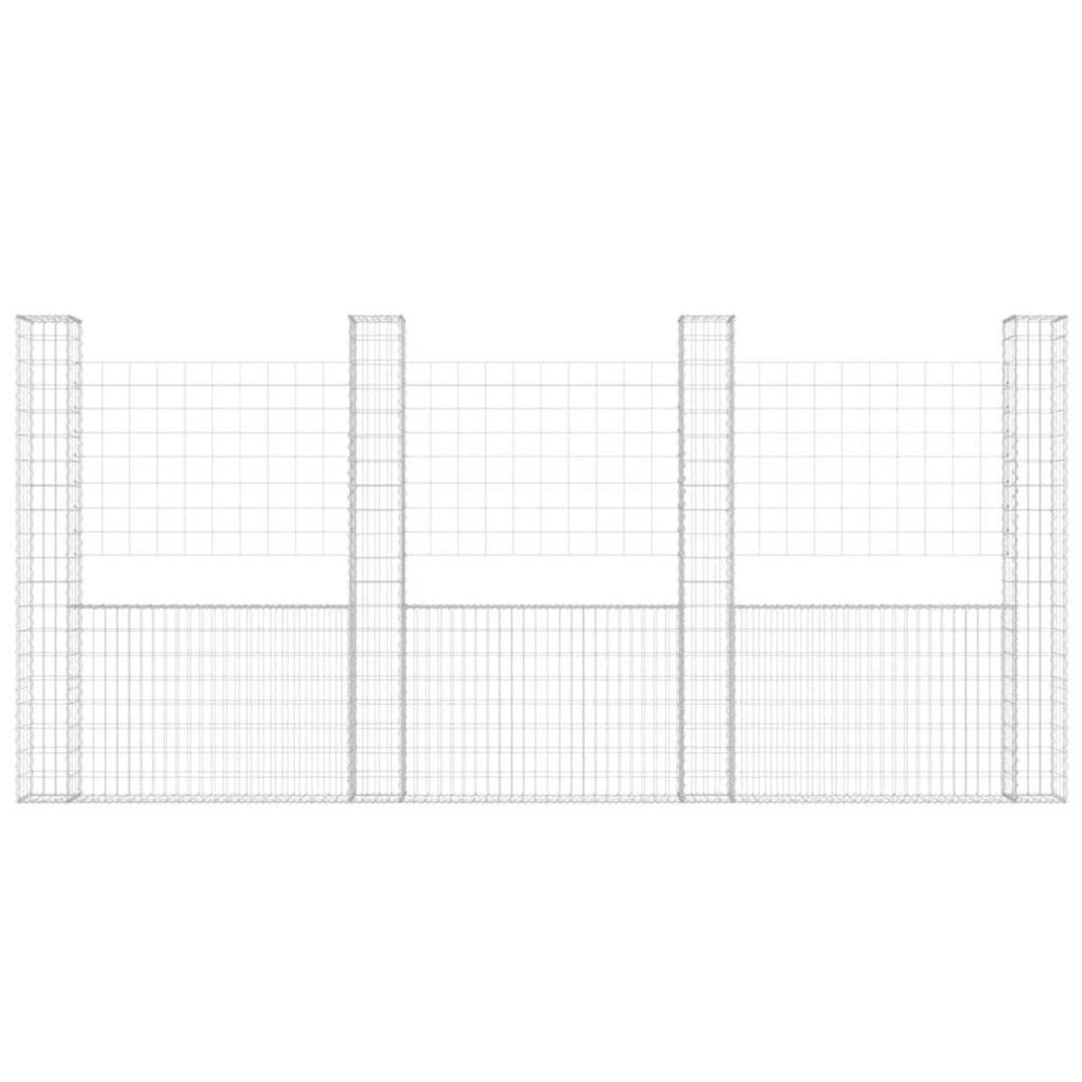 VIDAXL Panier de gabion en forme de U avec 4 poteaux Fer 380x20x200 cm