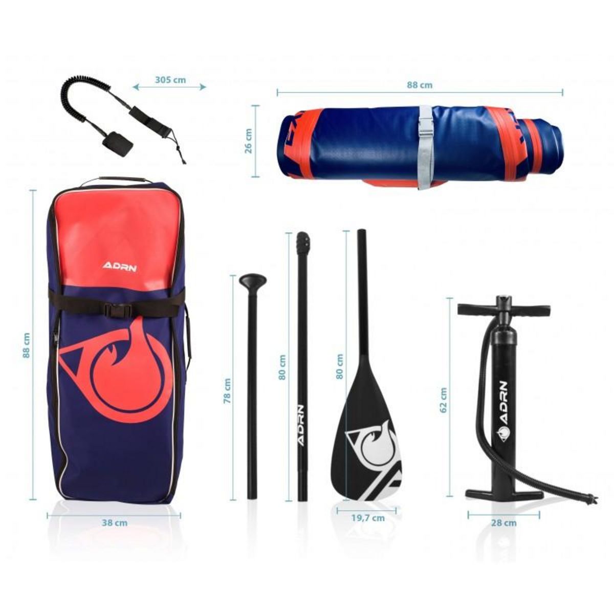 ADRENALIN Paddle Gonflable EXPLORER 10'8 32'' 6'' (325x81x15cm) avec Pompe, Pagaie, Leash et Sac de transport