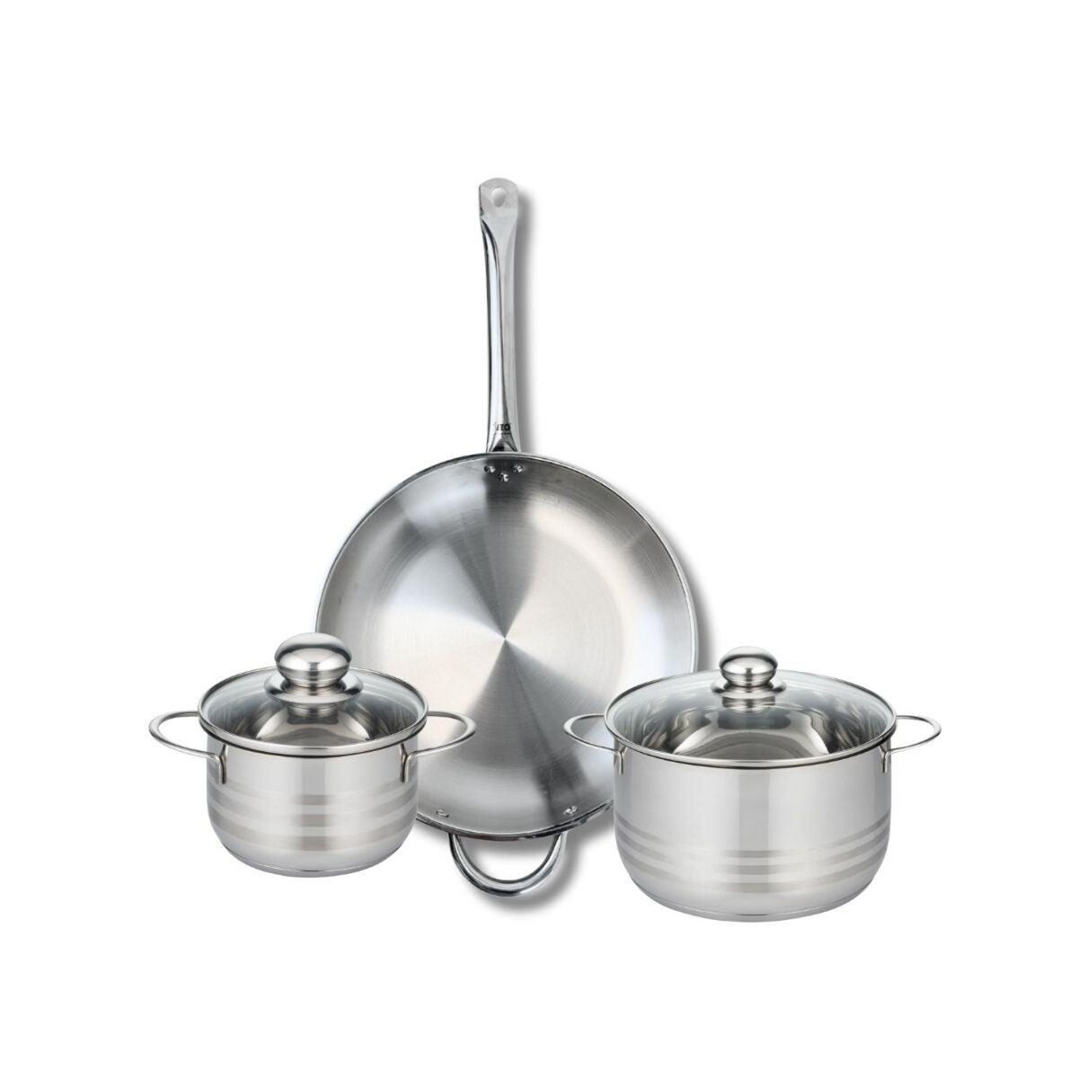 ELO Ensemble de 1 Poêle de cuisson 32 cm et 2 faitouts 16 et 20 cm Elo Profi Brillant