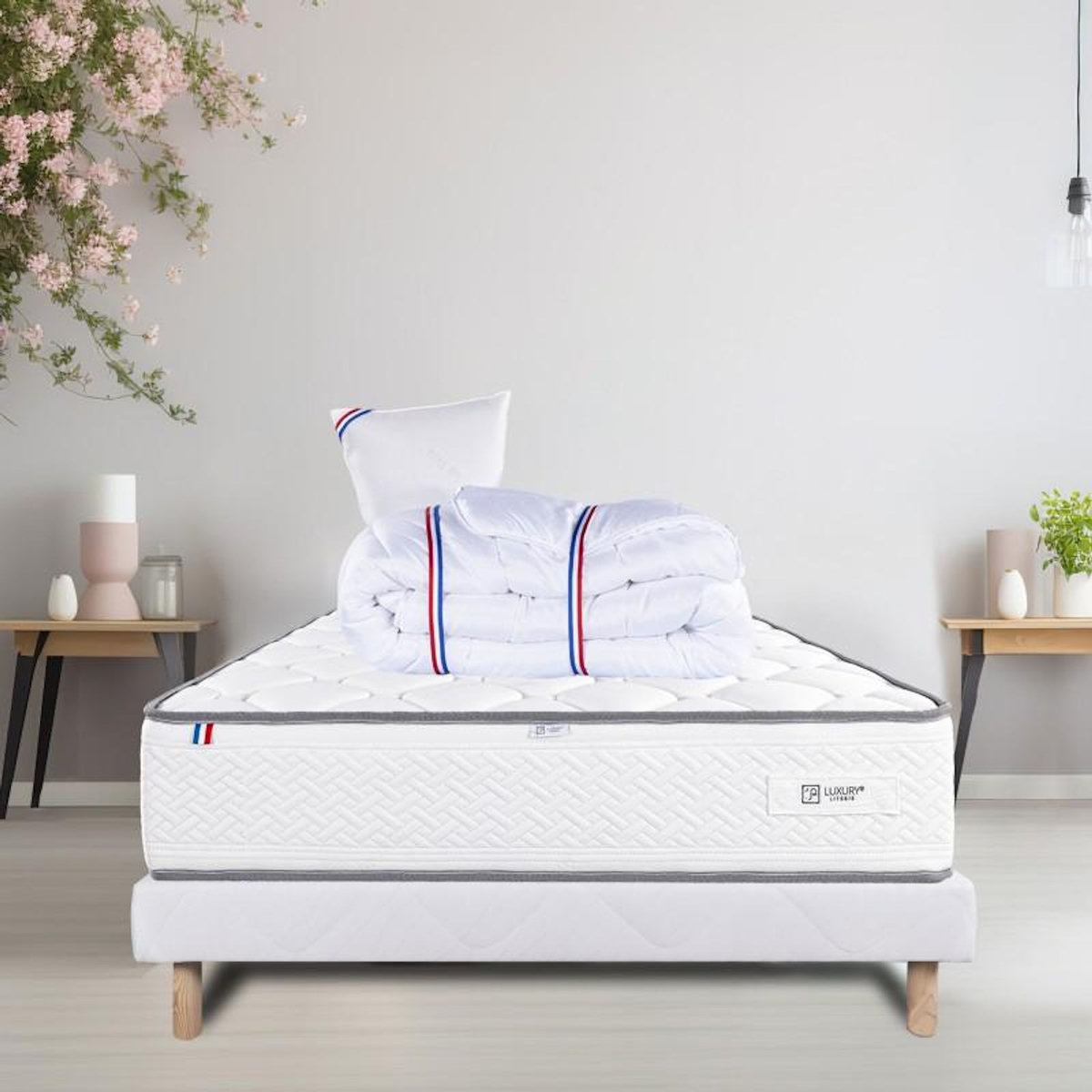 LUXURY LITERIE Ensemble literie mousse, Iris Ferme, Blanc