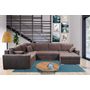 Voir la diapositive 2 : Canapé d'angle convertible panoramique 5 places tissu velours avec coffre MAGNUS