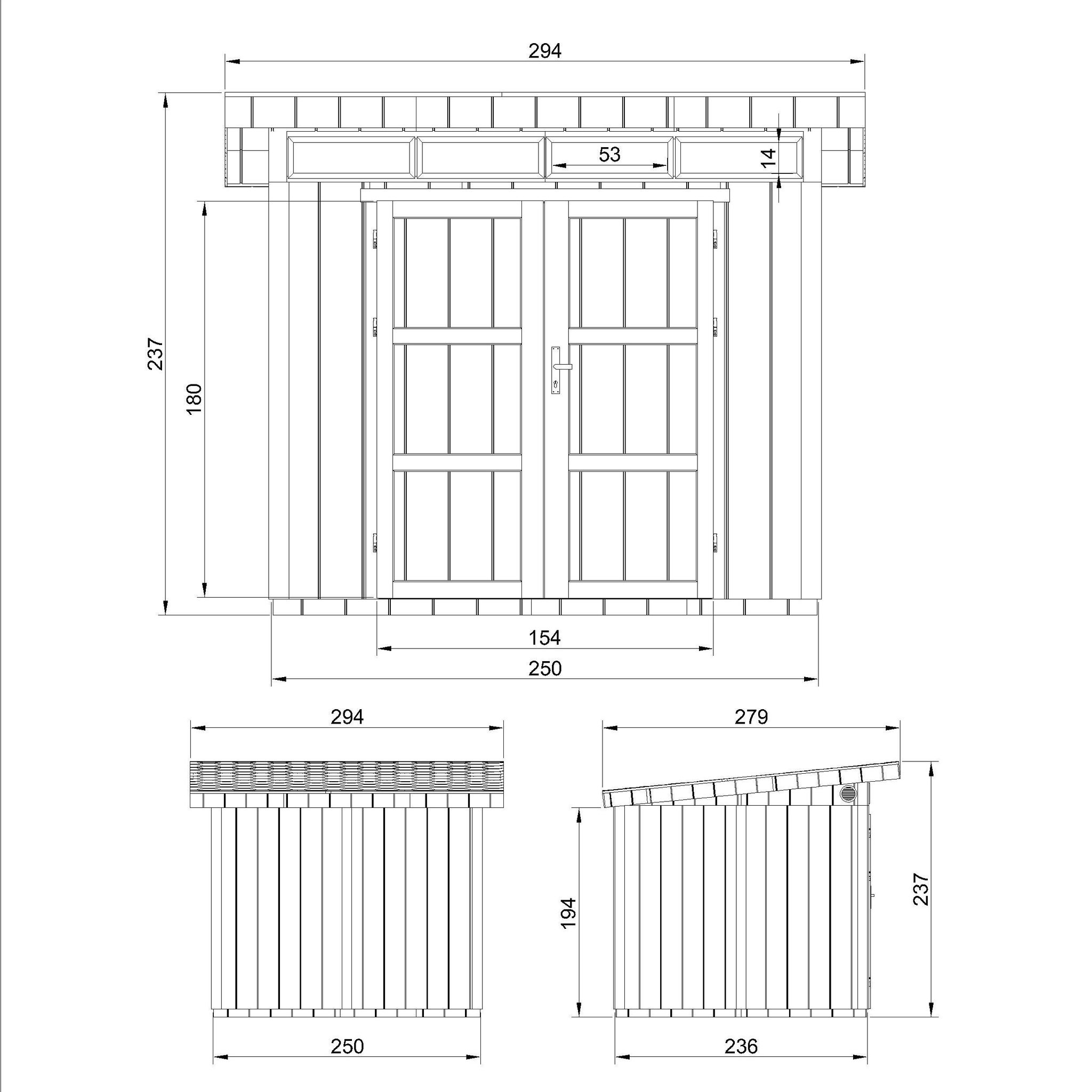 Voir la diapositive 3 : TIMBELA Abri de Jardin Qualité Premium 6m² L294xL279xH237cm avec sol, bardeaux bitumineux M903A