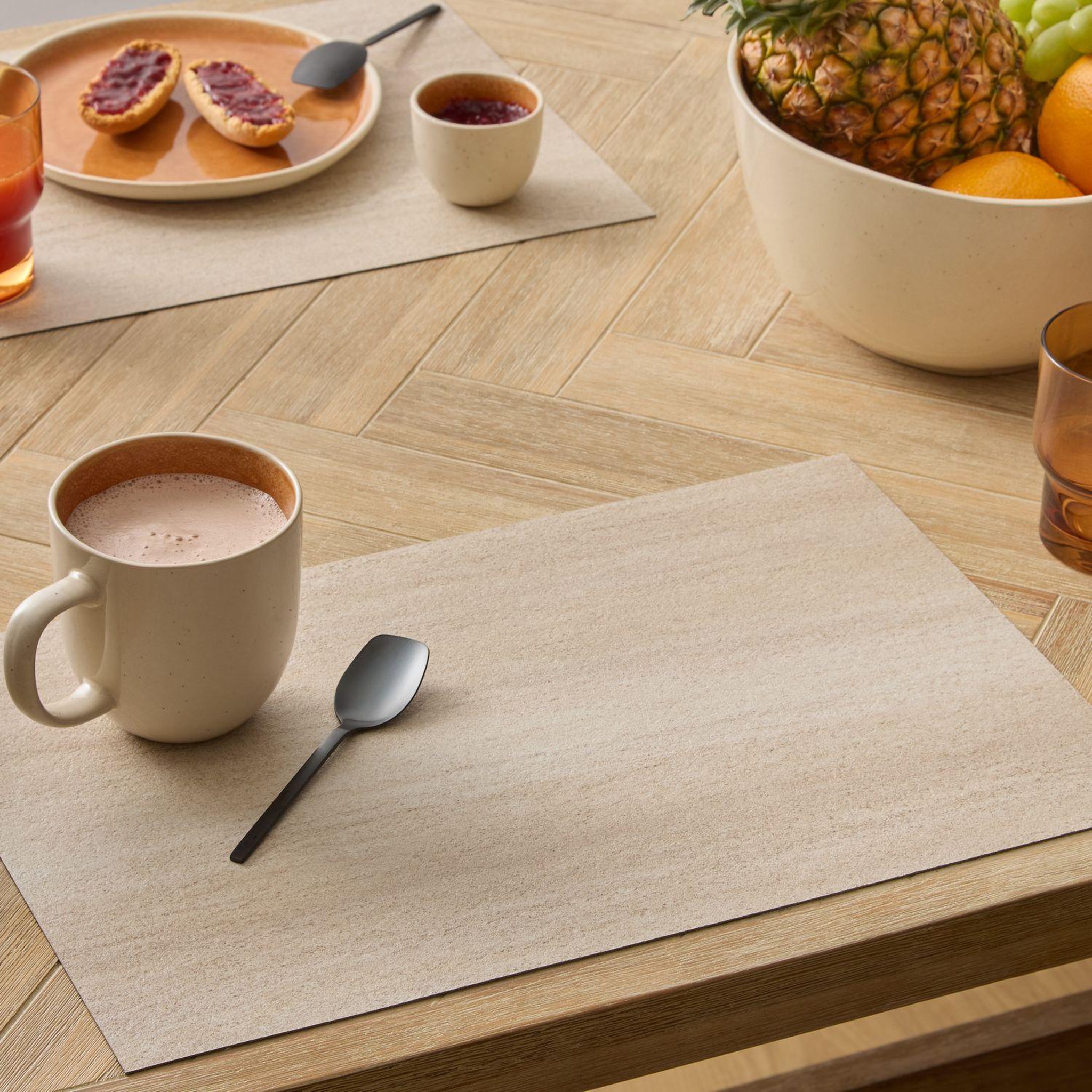 Voir la diapositive 2 : TOILINUX Lot de 6 sets de table effet travertin authentique - 45 x 30 cm