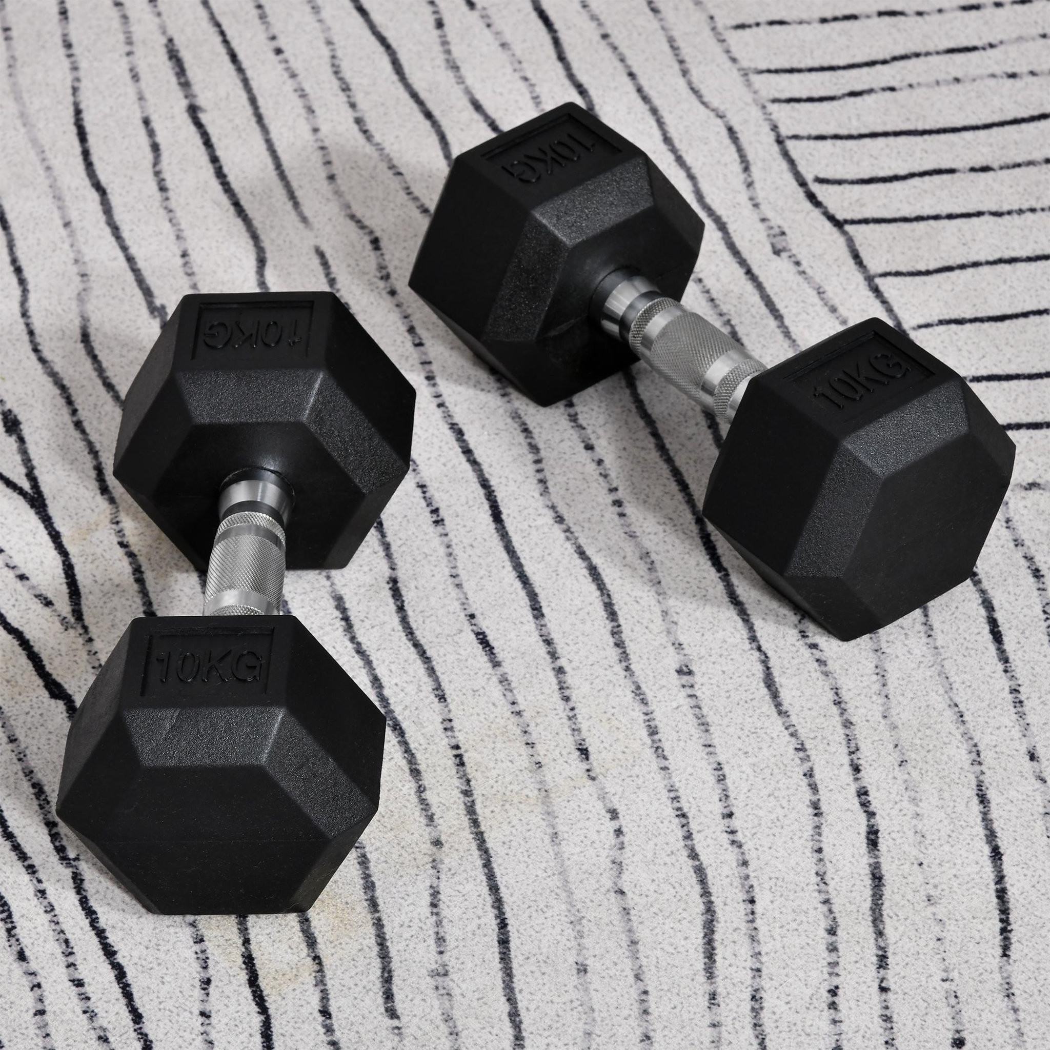 Voir la diapositive 4 : HOMCOM Ensemble d'haltères courtes total 20 kg - entraînement musculaire & haltérophilie - acier caoutchouc noir