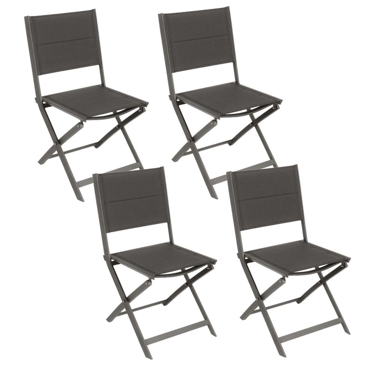 TOILINUX 4 Chaises de jardin pliables Allure - Marron foncé