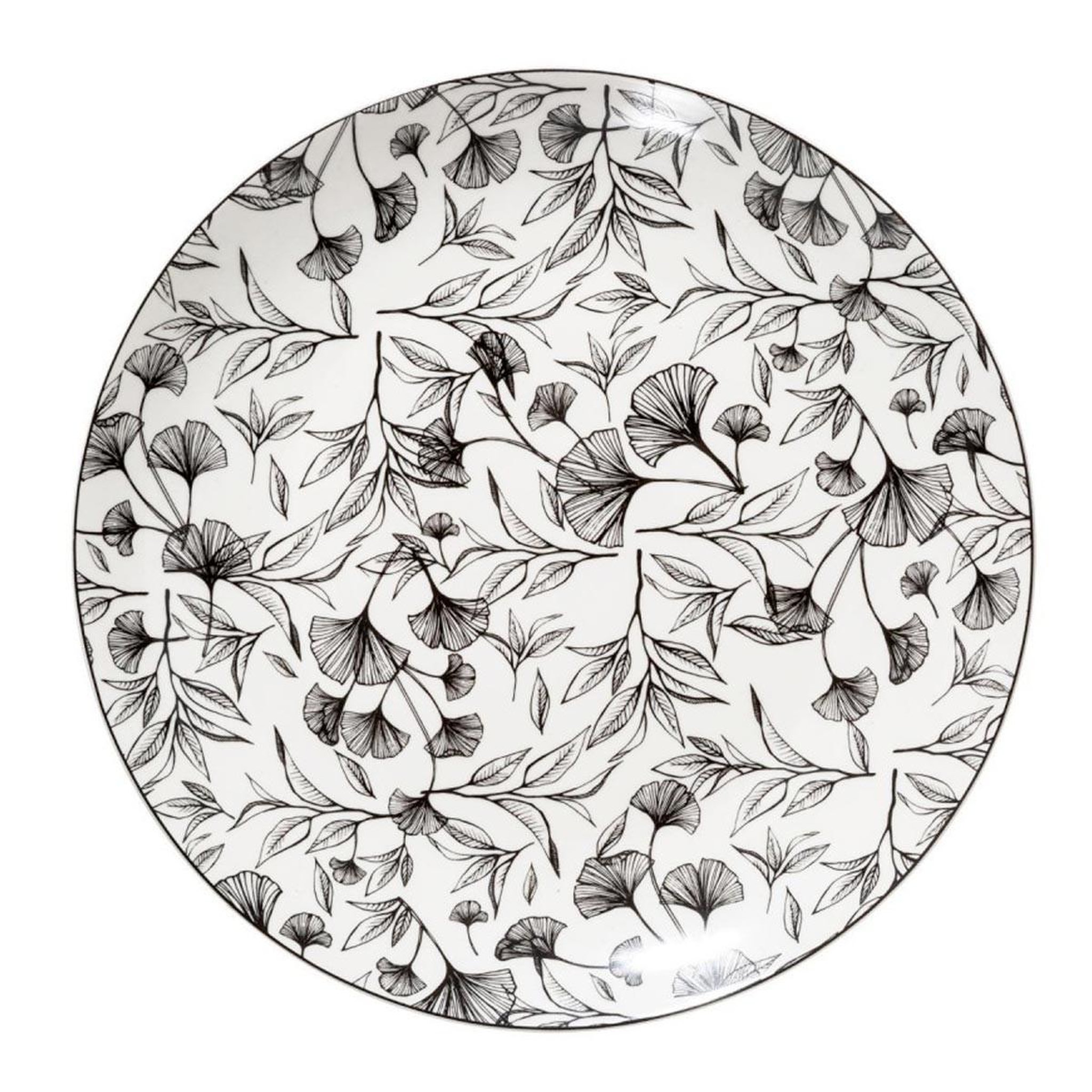 Voir la diapositive 1 : SECRET DE GOURMET Lot de 6 assiettes plates  black floral  27cm noir
