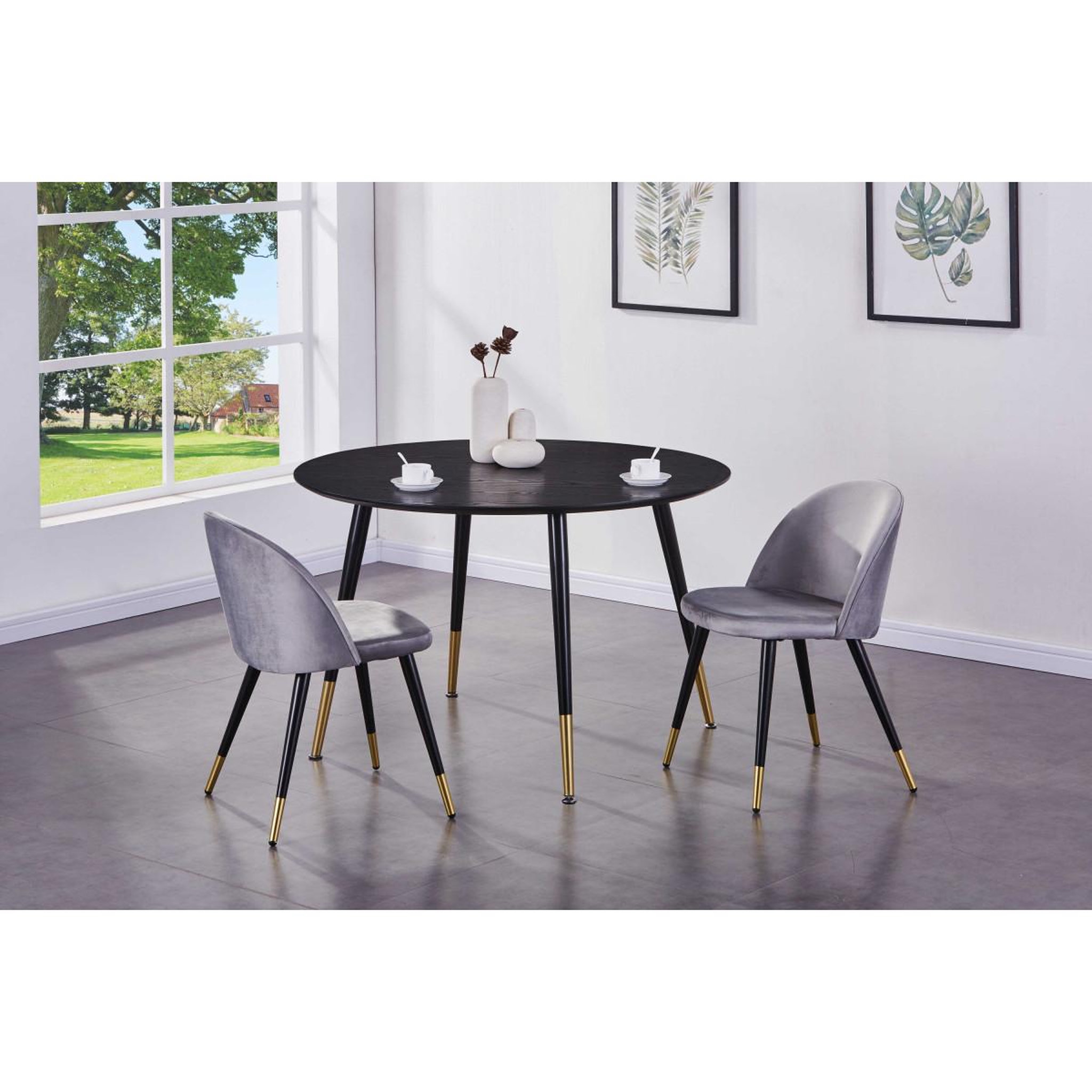 Voir la diapositive 4 : Paris Prix Table à manger ronde  dipp  115cm noir & or