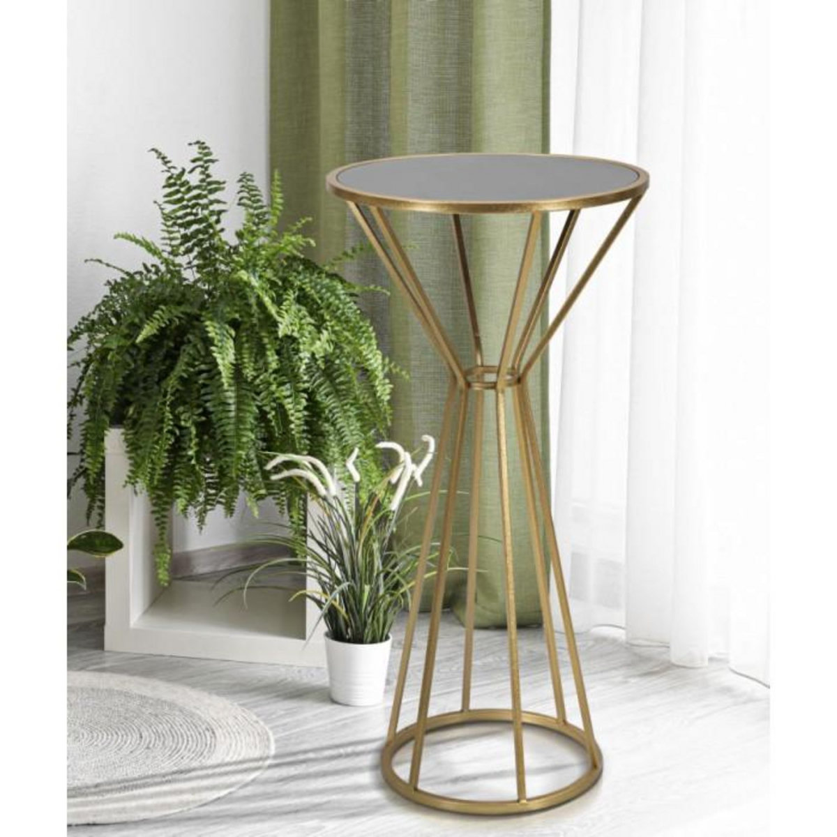 Paris Prix Table d'Appoint en Métal  Simple  100cm Or