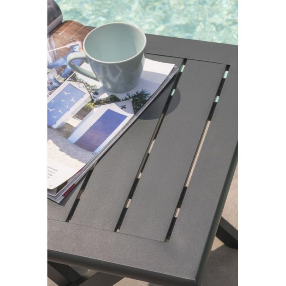 Paris Prix Table d'Appoint de Jardin Pliante  Marius  43cm Gris Anthracite