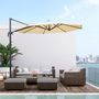 Voir la diapositive 2 : OUTSUNNY Parasol déporté octogonal inclinable rotatif 360° manivelle piètement acier mât alu. dim. Ø 2,95 x 2,5H m polyester haute densité beige