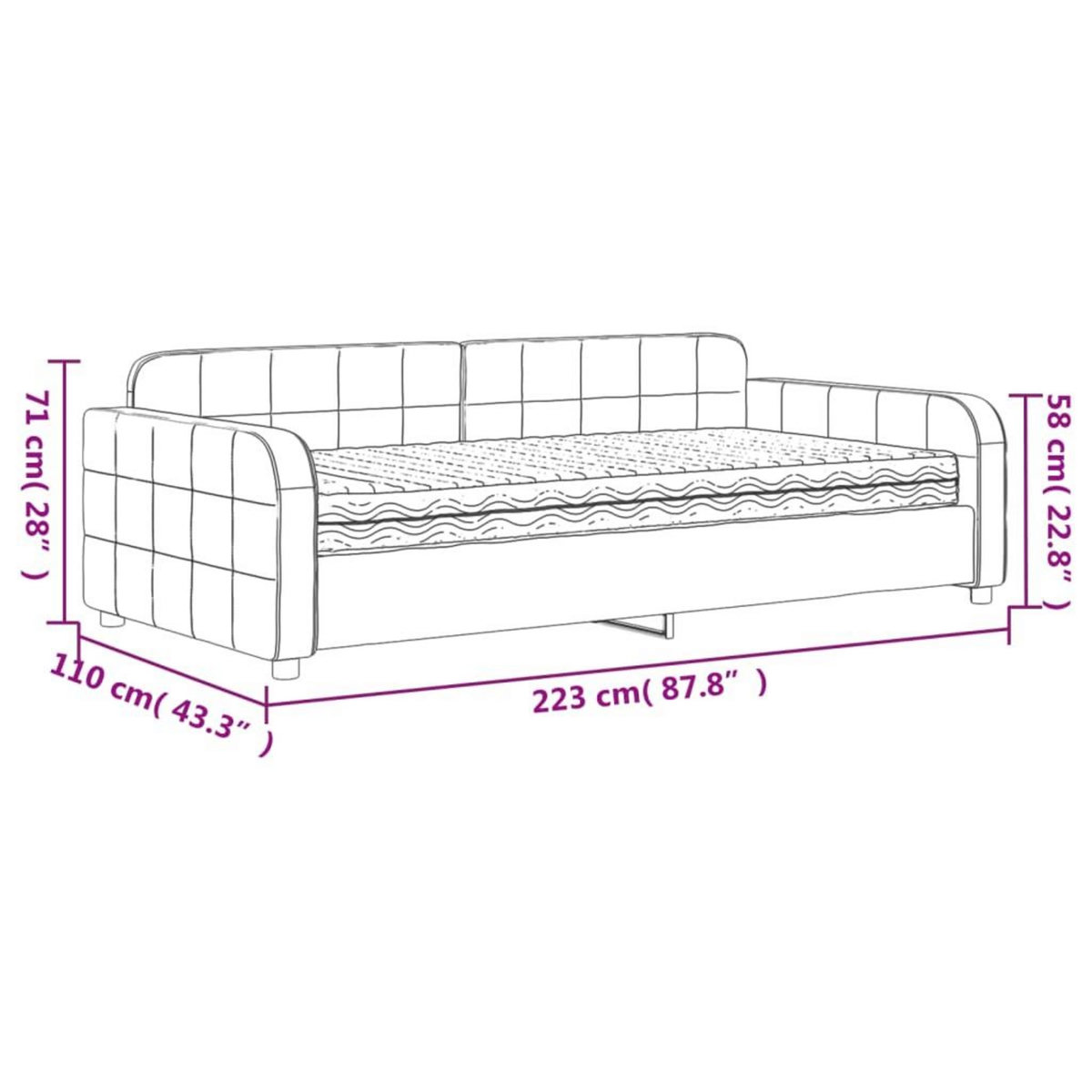 VIDAXL Lit de jour avec matelas jaune 100x200 cm velours